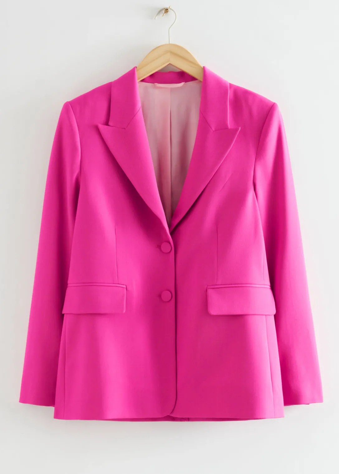 New & Other Stories Tailored Single-Breasted Blazer Hot Pink
