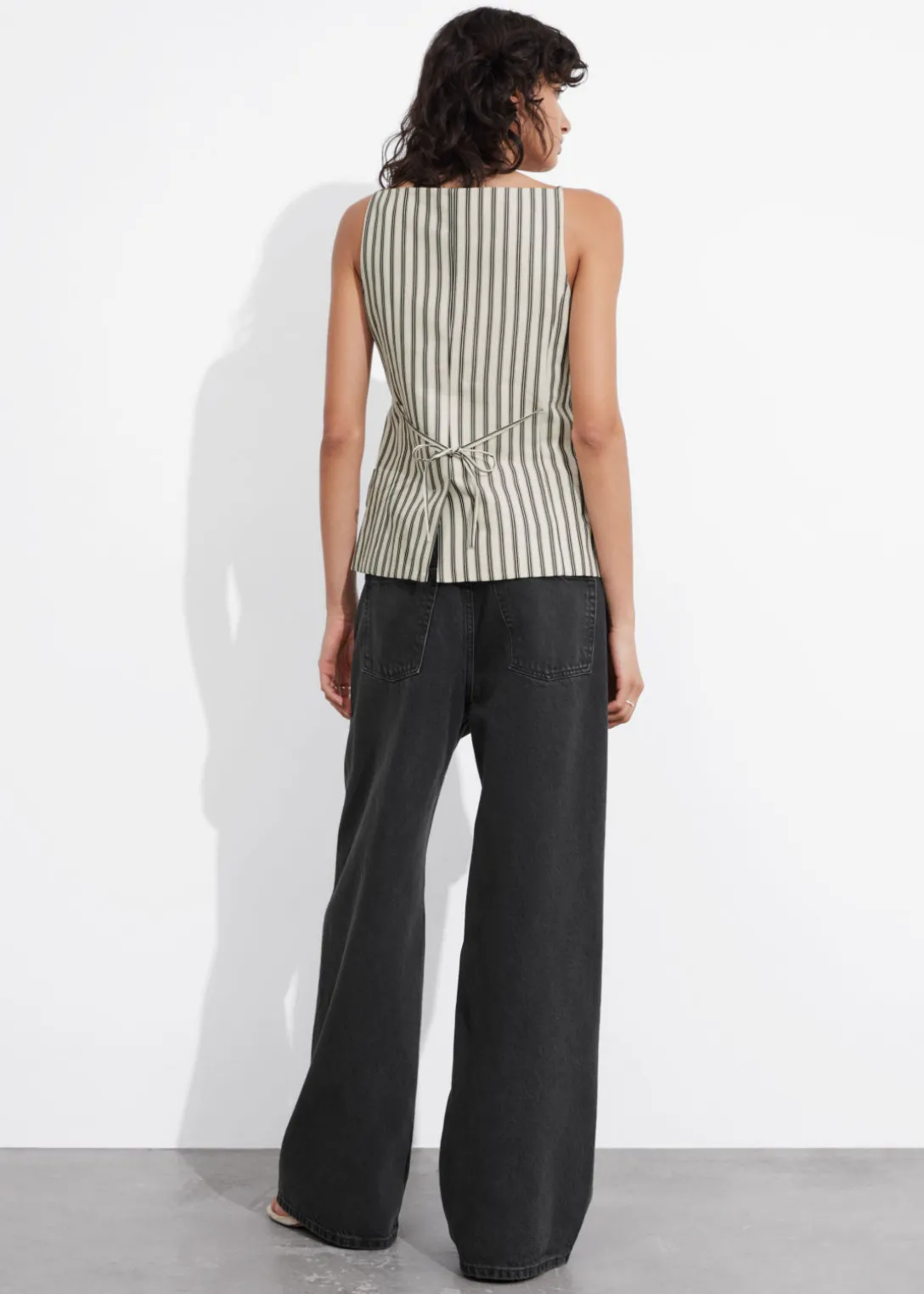 Cheap & Other Stories Tailored Strappy Vest Beige Stripes