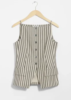 Cheap & Other Stories Tailored Strappy Vest Beige Stripes