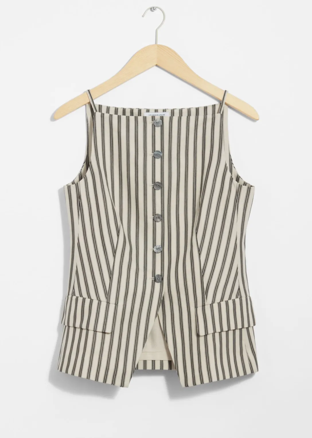 Cheap & Other Stories Tailored Strappy Vest Beige Stripes