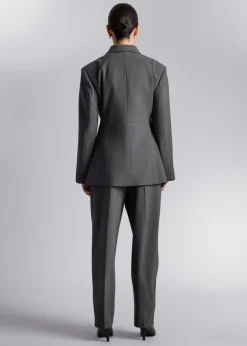 Flash Sale & Other Stories Tailored Wide-Shoulder Blazer Grey