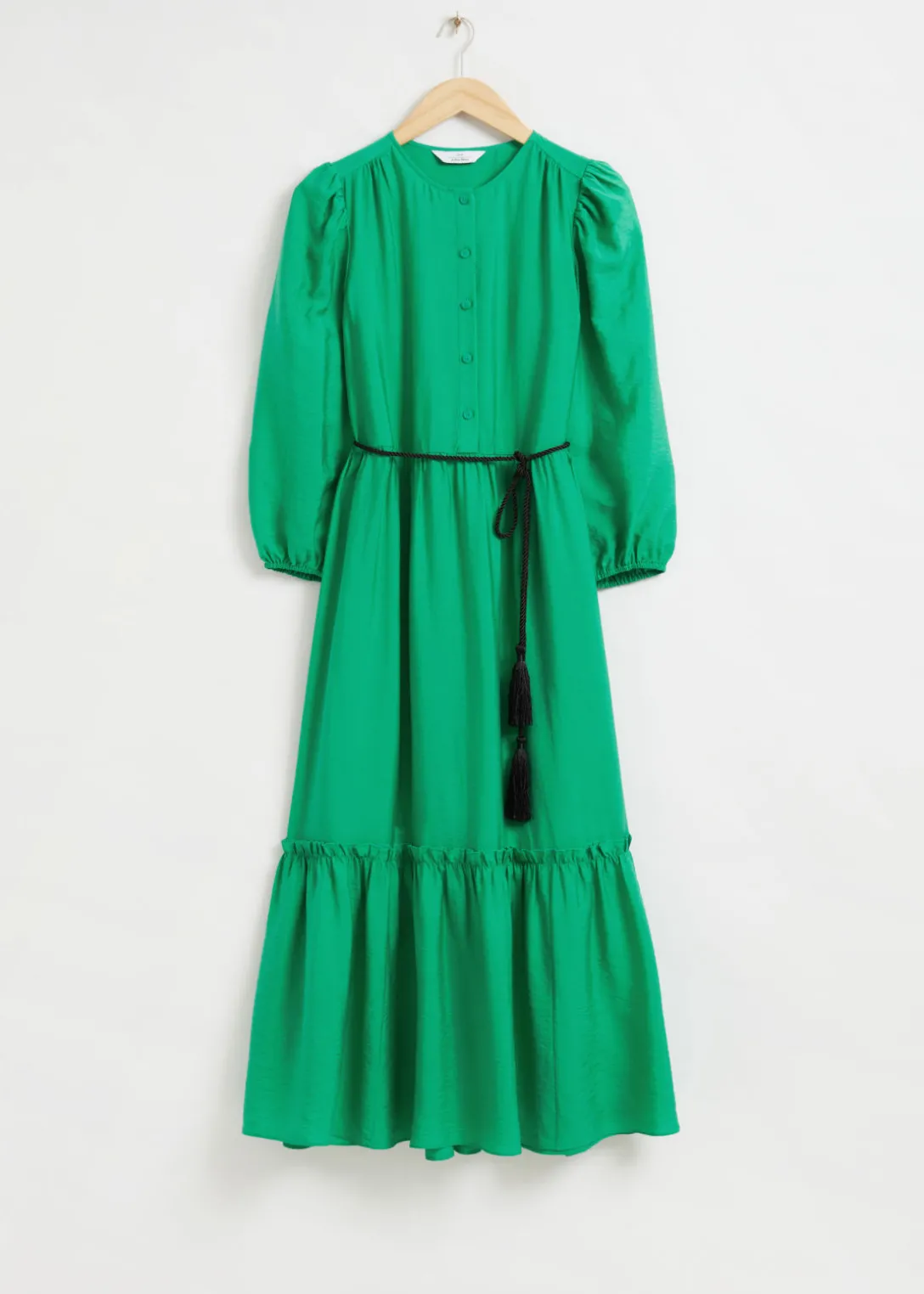 Shop & Other Stories Tassel Belt Tunic Dress Bright Green