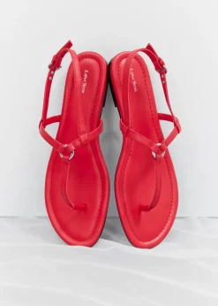 Fashion & Other Stories T-bar Leather Sandals Red