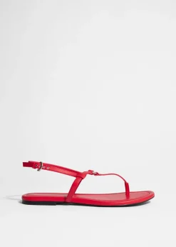 Fashion & Other Stories T-bar Leather Sandals Red