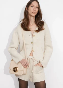 Outlet & Other Stories Textured Glitter Cardigan White