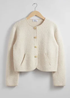 Outlet & Other Stories Textured Glitter Cardigan White