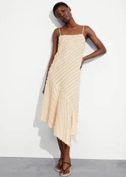 Clearance & Other Stories Textured Strappy Midi Dress Cream