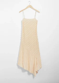 Clearance & Other Stories Textured Strappy Midi Dress Cream