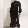 Sale & Other Stories Tie-Cuff Midi Dress Black