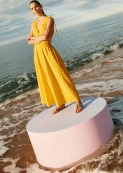 Cheap & Other Stories Tie-Detailed Midi Dress Yellow