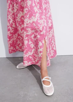 Shop & Other Stories Tie-Detailed V-Cut Dress Pink/White Patterned