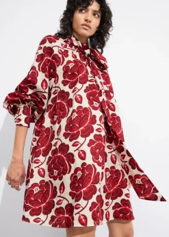 Online & Other Stories Tie-Neck Mini Dress Red Florals