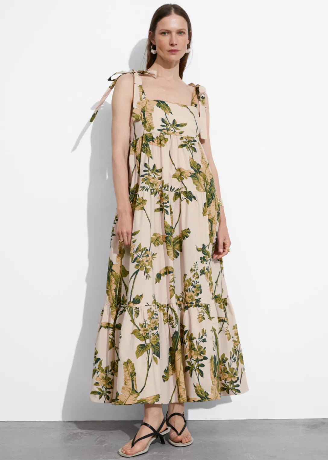 Sale & Other Stories Tiered Tie-Strap Midi Dress