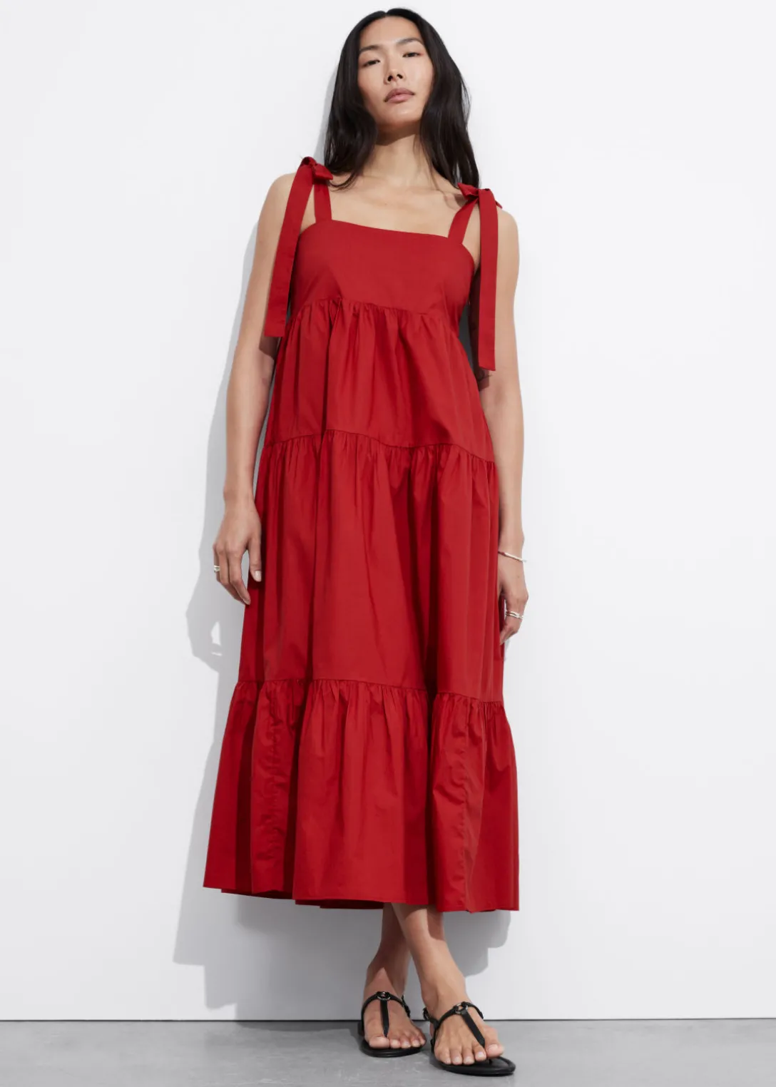 Sale & Other Stories Tiered Tie-Strap Midi Dress