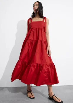 Sale & Other Stories Tiered Tie-Strap Midi Dress