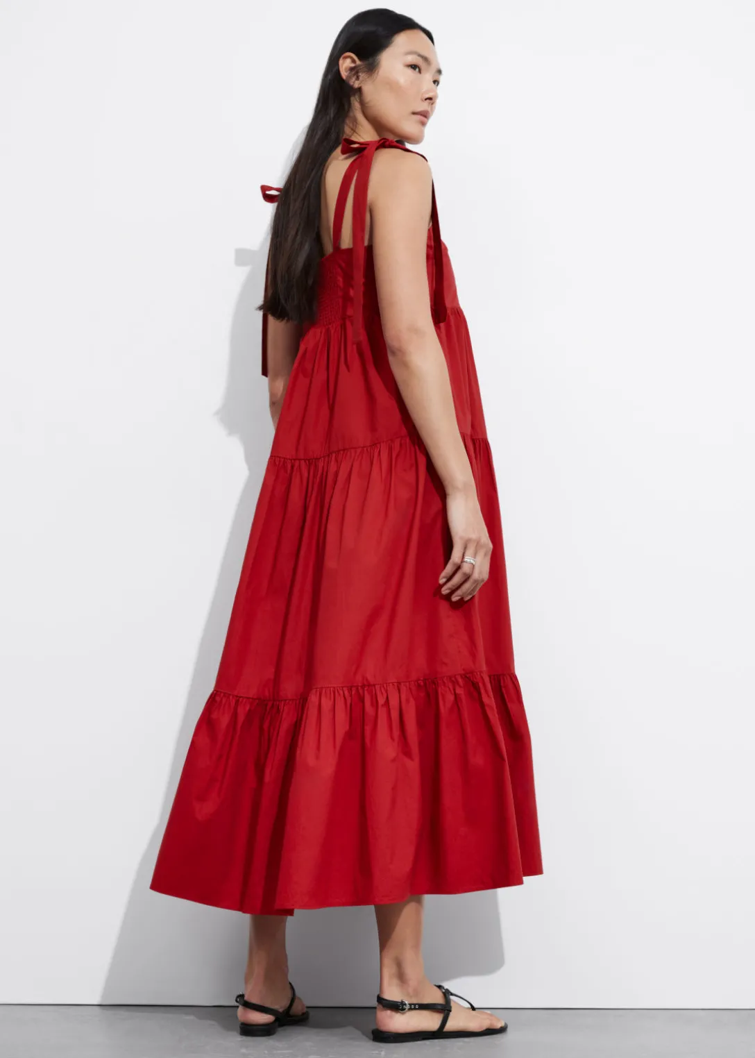 Sale & Other Stories Tiered Tie-Strap Midi Dress