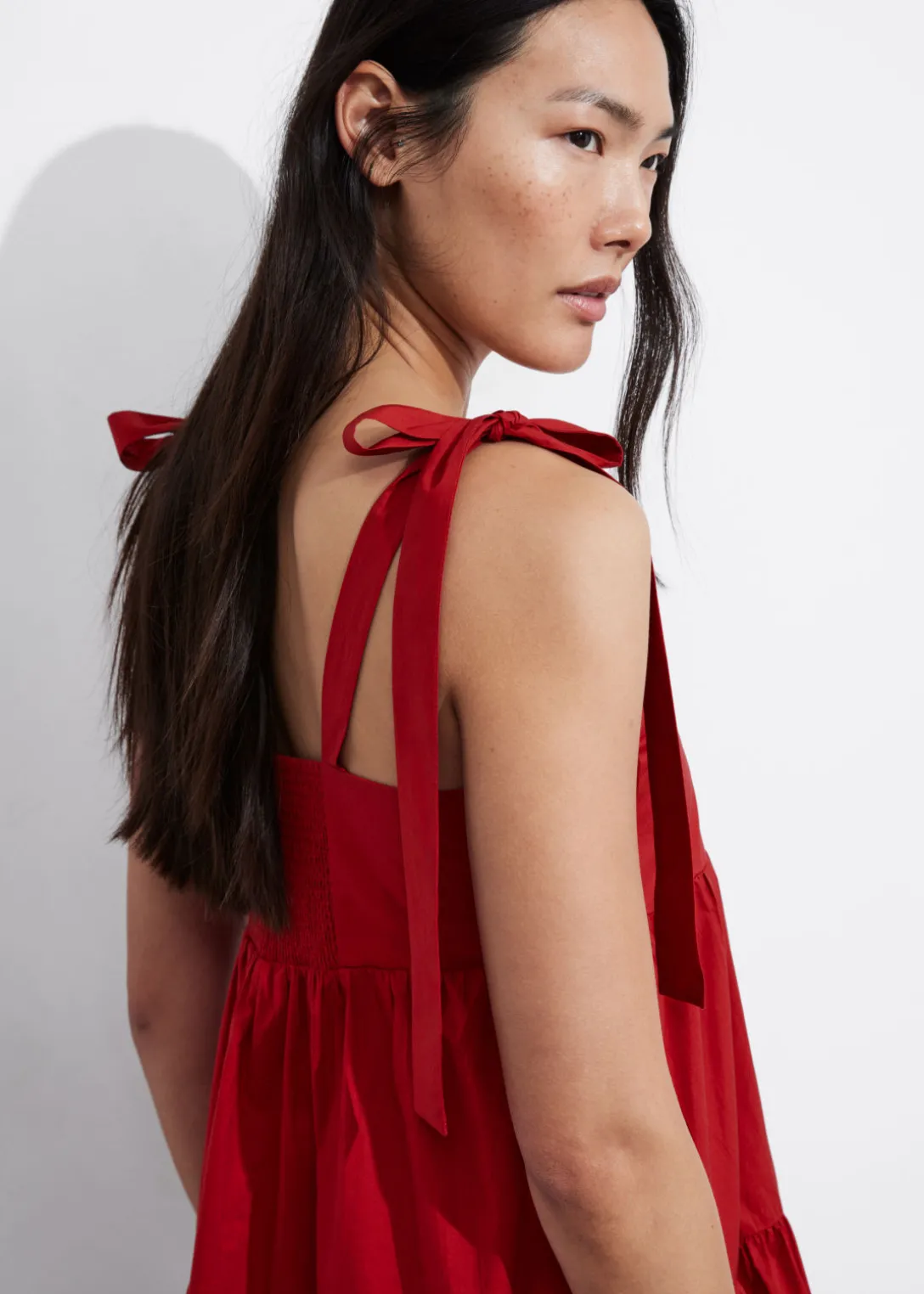 Sale & Other Stories Tiered Tie-Strap Midi Dress