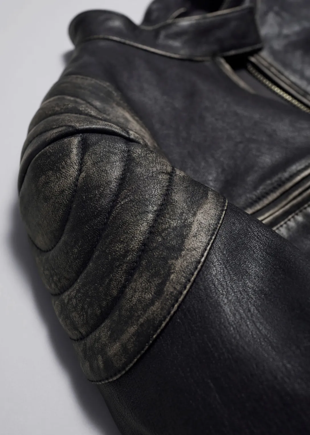Discount & Other Stories Topstitched Leather Jacket Black
