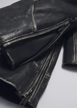 Discount & Other Stories Topstitched Leather Jacket Black