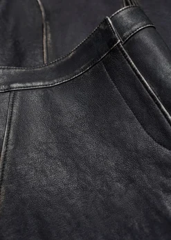 Discount & Other Stories Topstitched Leather Mini Skirt Black
