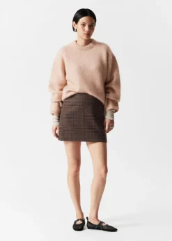 Clearance & Other Stories Tweed Wool-Blend Mini Skirt Brown Checks