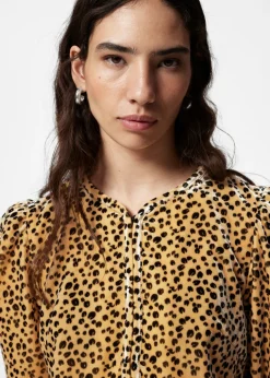 Cheap & Other Stories Velvet Cropped Blouse Animal Print