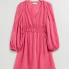 Online & Other Stories V-Neck Drawstring Detail Dress Pink