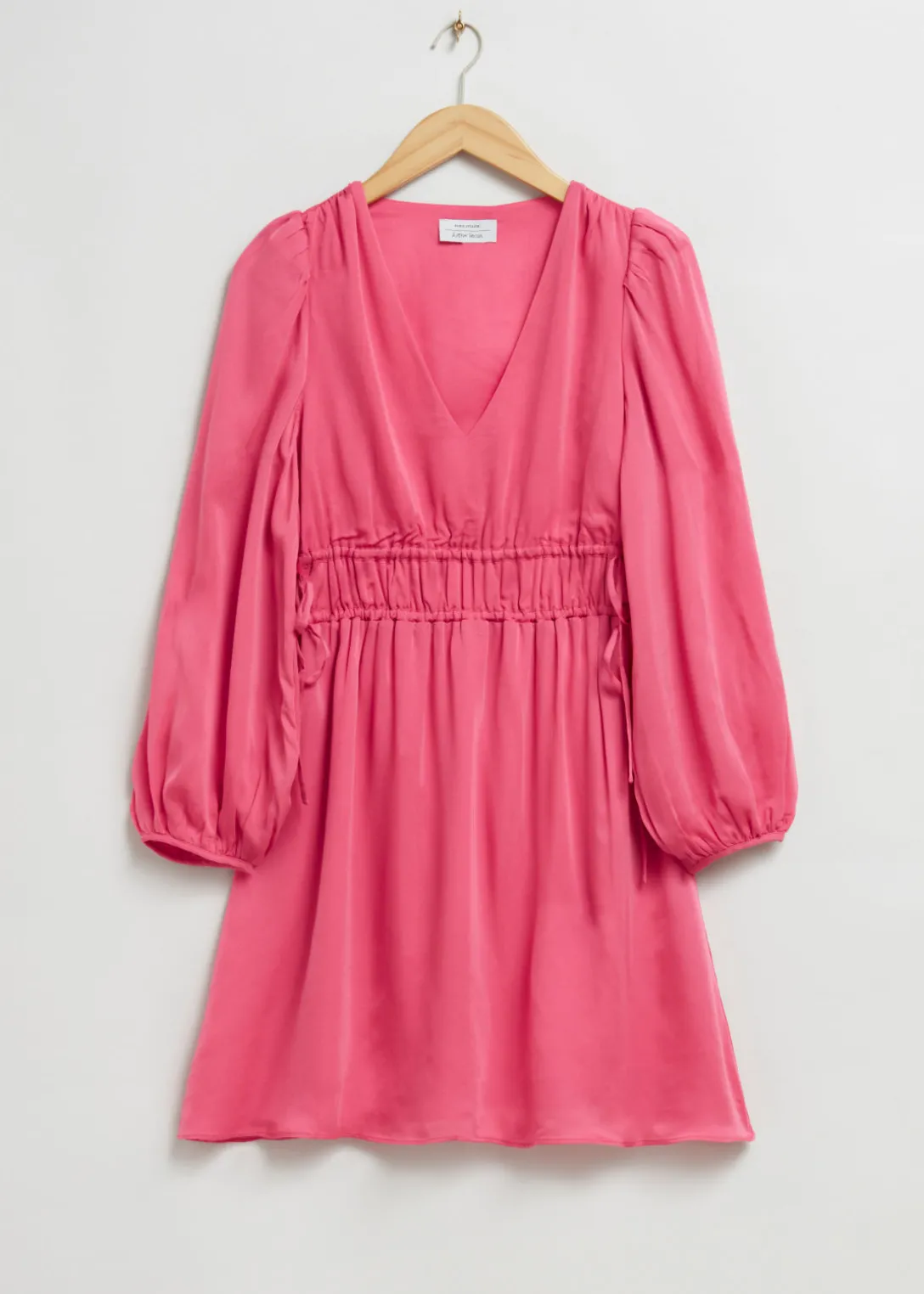 Online & Other Stories V-Neck Drawstring Detail Dress Pink