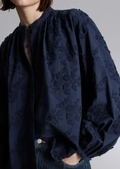 Online & Other Stories Voluminous Floral-Appliqué Blouse