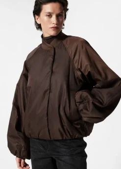 Shop & Other Stories Voluminous-Sleeve Bomber Jacket Dark Brown