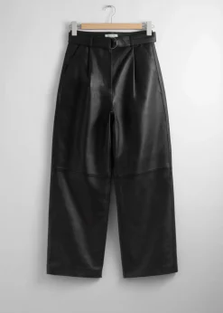Outlet & Other Stories Wide Leather Trousers Black