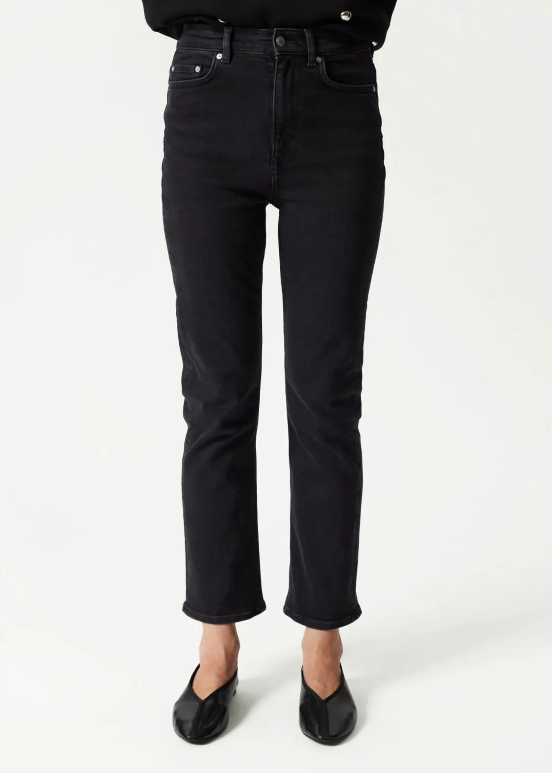 Shop & Other Stories Wide Leg Cropped Jeans Black