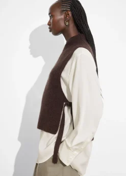 Clearance & Other Stories Wool Bib Collar Dark Brown