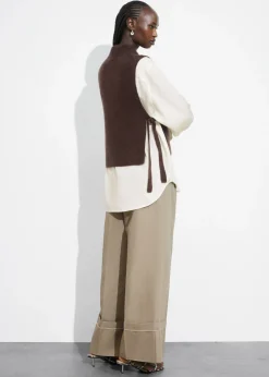 Clearance & Other Stories Wool Bib Collar Dark Brown