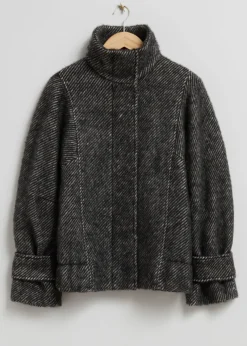 New & Other Stories Wool Jacket Black Stripes