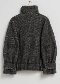 New & Other Stories Wool Jacket Black Stripes