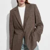 Hot & Other Stories Wool-Blend Blazer Brown Houndstooth