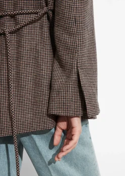 Hot & Other Stories Wool-Blend Blazer Brown Houndstooth