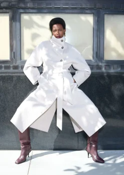 Hot & Other Stories Wool-Blend Funnel-Collar Coat