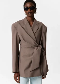 Cheap & Other Stories Wool-Blend Wrap Blazer Mole
