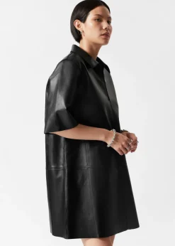 Fashion & Other Stories Zip-Detailed Leather Mini Dress Black